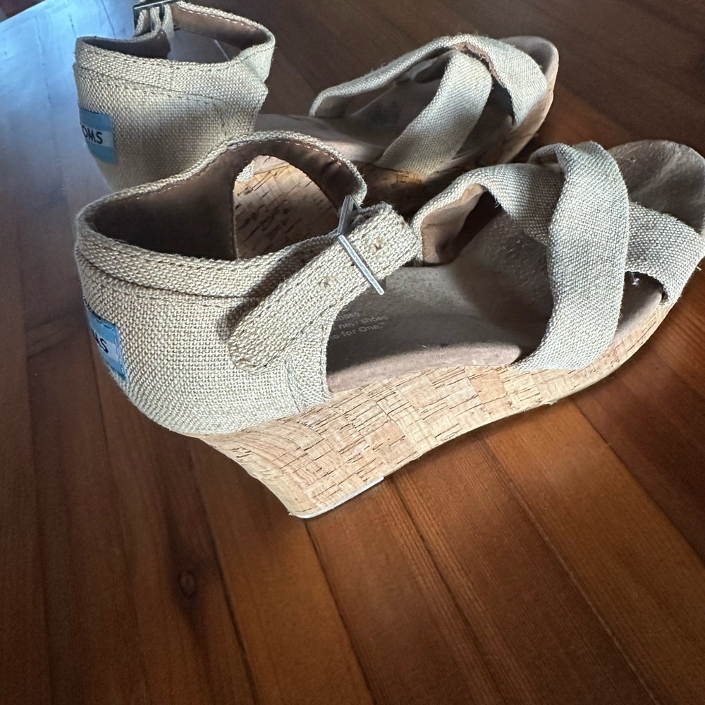 Toms Tan Espadrille Wedge Sandals